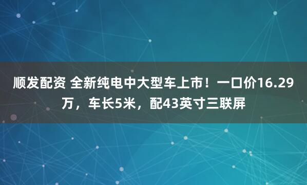 顺发配资 全新纯电中大型车上市！一口价16.29万，车长5米，配43英寸三联屏