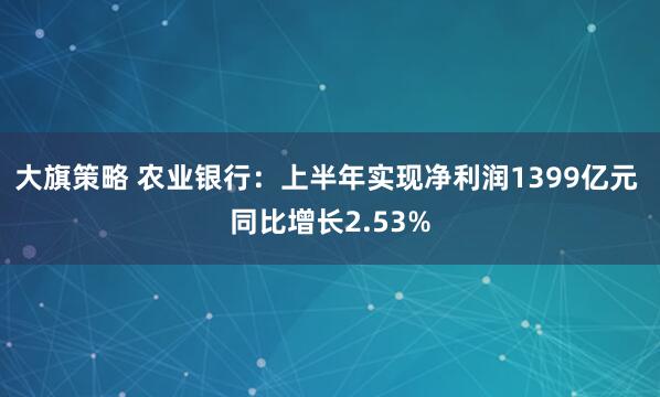 大旗策略 农业银行：上半年实现净利润1399亿元 同比增长2.53%