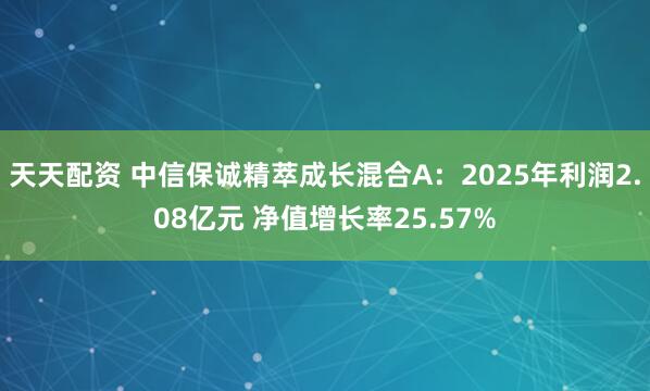 天天配资 中信保诚精萃成长混合A：2025年利润2.08亿元 净值增长率25.57%