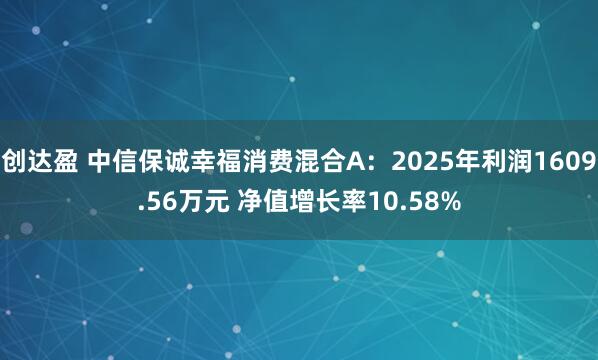 创达盈 中信保诚幸福消费混合A：2025年利润1609.56万元 净值增长率10.58%